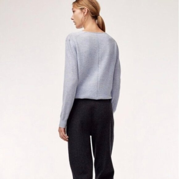 NEW BABATON Luxe Cashmere Crew Sweater Baby Blue Crewneck Wool XS ARITZIA - Picture 6 of 13